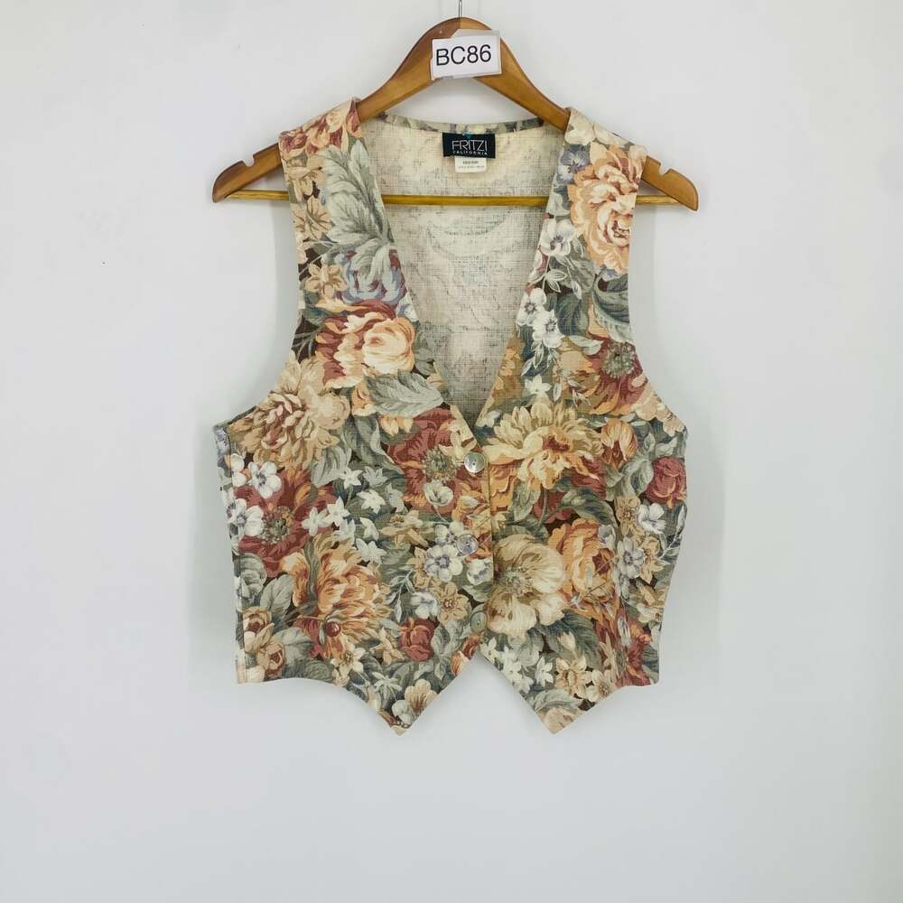 Vintage Fritzi California Women's Medium Floral Print Vest Cottagecore Granola
